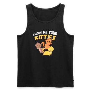 Show me your Kitties - DAS lustigste Katzenshirt - Männer Premium Bio Tank Top - Schwarz - Vorne - AI Model Male 178 light (178cm)