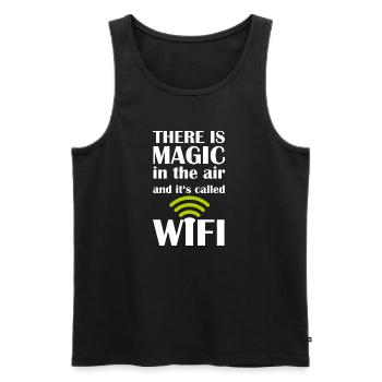 WIFI Magic Nerd Shirt - Magic in the Air - Men's Premium Organic Tank Top - black - Front - AI Model Male 178 light (178cm)