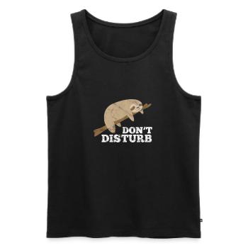 Funny Sloth Shirt - Do not Disturb - Men's Premium Organic Tank Top - black - Front - Michal (187cm)