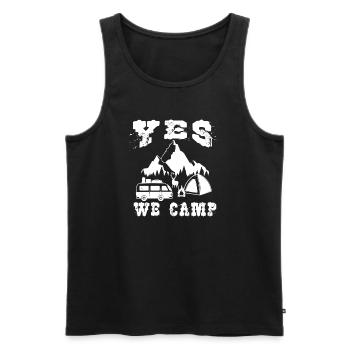 Yes, we can camp uh! Yes we camp - Men's Premium Organic Tank Top - black - Front - AI Model Male 178 light (178cm)