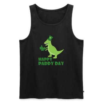 Jour de trèfle shamrock de Saint Patrick Dino Trex T-shirt - Débardeur bio Premium Homme - noir - Devant - AI Model Male 178 light (178cm)