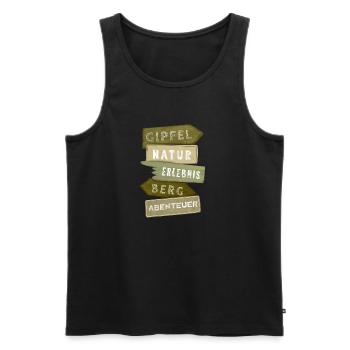 Outdoor Wegweiser Berg Abenteuer Erlebnis Geschenk - Männer Premium Bio Tank Top - Schwarz - Vorne - AI Model Male 178 light (178cm)