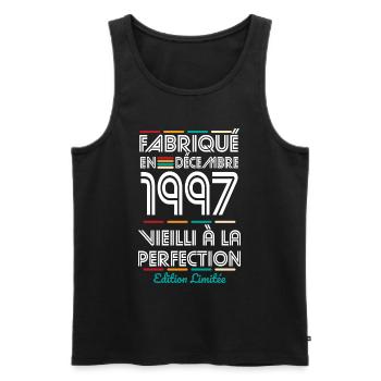 Anniversaire 25 ans - Fabriqué en Décembre 1997 - Débardeur bio Premium Homme - noir - Devant - Michal (187cm)