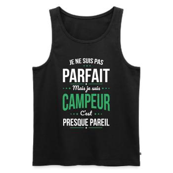 Je ne suis pas parfait mais je suis campeur - Débardeur bio Premium Homme - noir - Devant - AI Model Male 178 light (178cm)