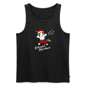 Christmas Unicorn colourful Christmas Gift - Men's Premium Organic Tank Top - black - Front - AI Model Male 178 light (178cm)