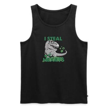 I Steal Hearts Trex Dino Baby Boy St Patricks Day - Men's Premium Organic Tank Top - black - Front - AI Model Male 178 light (178cm)