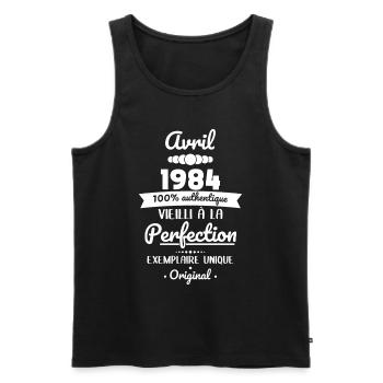 40-jähriges Jubiläum - April 1984 Original - Männer Premium Bio Tank Top - Schwarz - Vorne - Michal (187cm)