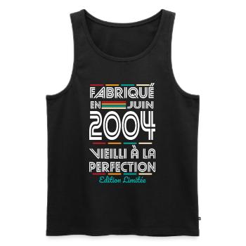 20-jähriges Jubiläum - Hergestellt im Juni 2004 - Männer Premium Bio Tank Top - Schwarz - Vorne - Michal (187cm)