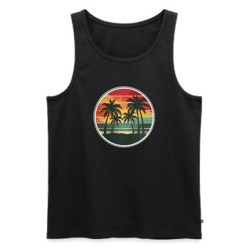 Tropical Beach Sunset. - Men's Premium Organic Tank Top - black - Front - AI Model Male 178 light (178cm)