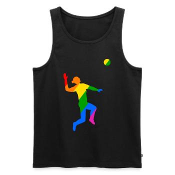 Rainbow Jump in Volleyball - Men's Premium Organic Tank Top - black - Front - AI Model Male 178 light (178cm)