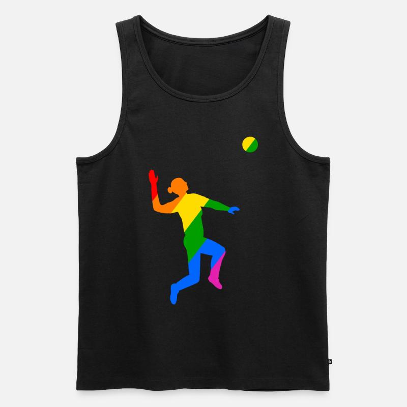 Regenbogen Sprung beim Volleyball - Männer Premium Bio Tank Top - Schwarz