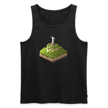 Géométrique low poly Christ Rédempteur - Débardeur bio Premium Homme - noir - Devant - AI Model Male 178 light (178cm)
