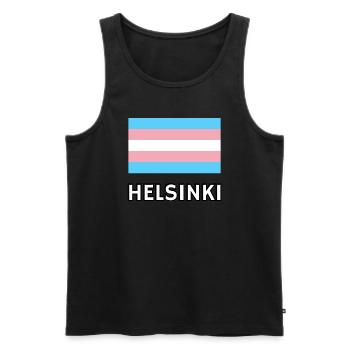 Drapeau de la fierté trans d’Helsinki - Débardeur bio Premium Homme - noir - Devant - AI Model Male 178 light (178cm)