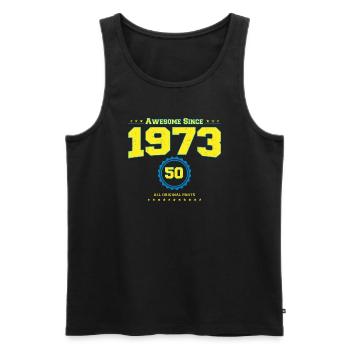 Super chemise 1973 pour hommes femmes 50 ans 50e - Débardeur bio Premium Homme - noir - Devant - Michal (187cm)
