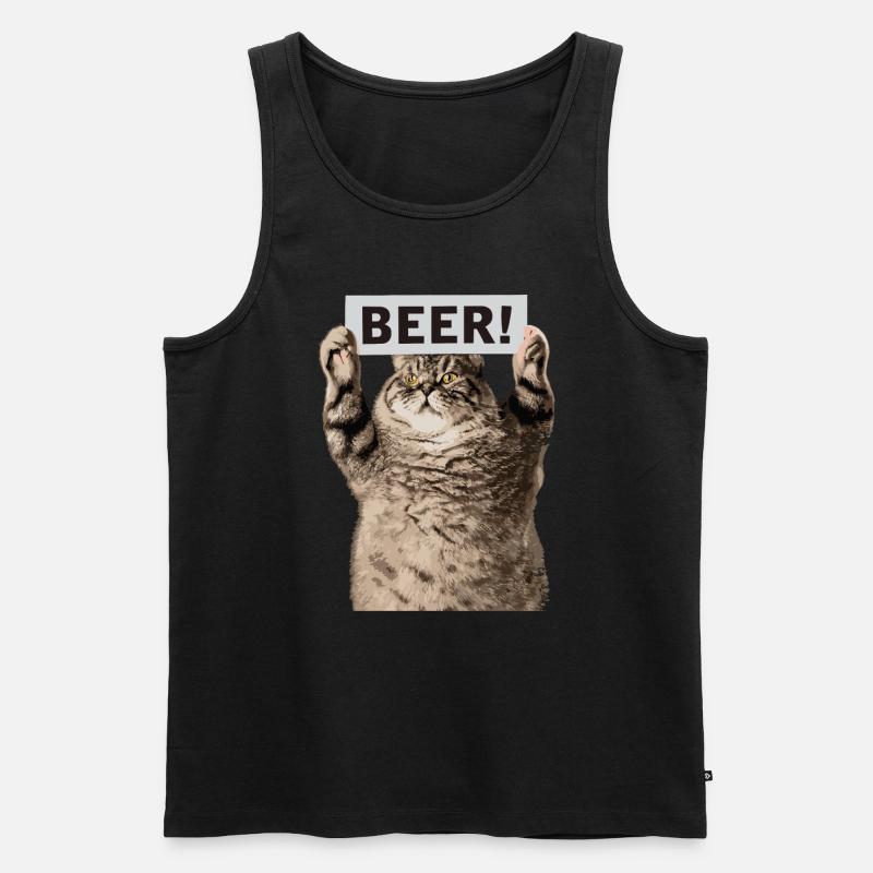 Bier Katze - Männer Premium Bio Tank Top - Schwarz