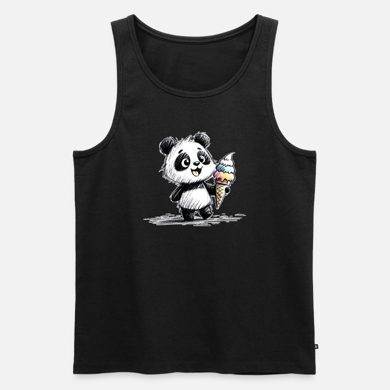 Panda mit Eis - Männer Premium Bio Tank Top - Schwarz