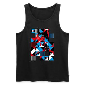 Die Drei ??? Abstraktes Katzen-Design - Männer Premium Bio Tank Top - Schwarz - Vorne - AI Model Male 178 light (178cm)