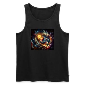 Astronaut im All - Männer Premium Bio Tank Top - Schwarz - Vorne - AI Model Male 178 light (178cm)