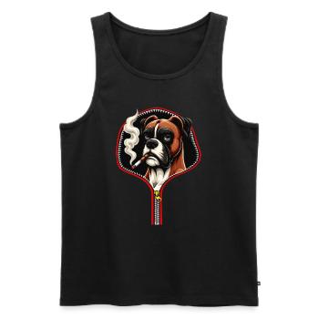 Boxer Chien Fumeur Drôles D’animaux - Débardeur bio Premium Homme - noir - Devant - Michal (187cm)