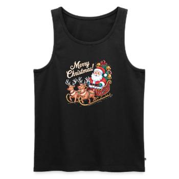 Santa Claus Reindeer Sleigh Merry Christmas - Men's Premium Organic Tank Top - black - Front - Michal (187cm)