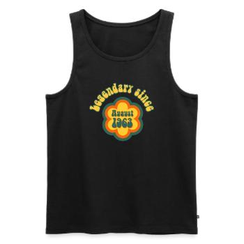 Legendary since August 1963 mit Retro Hippie Blume - Männer Premium Bio Tank Top - Schwarz - Vorne - Michal (187cm)
