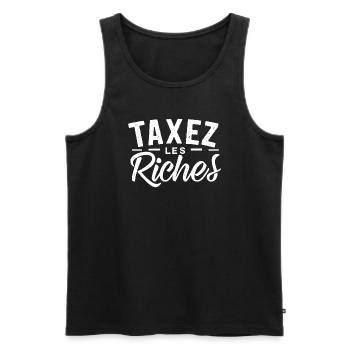 Taxez les riches - Débardeur bio Premium Homme - noir - Devant - Michal (187cm)