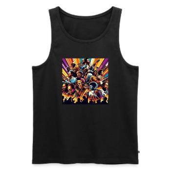 Afro Soul Style, Elektrische Harmonie - Männer Premium Bio Tank Top - Schwarz - Vorne - AI Model Male 178 light (178cm)