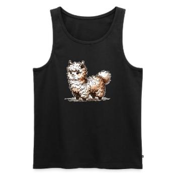 Lama - Männer Premium Bio Tank Top - Schwarz - Vorne - Michal (187cm)
