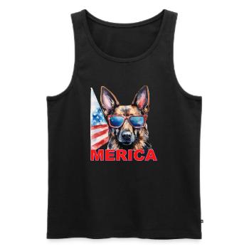 Independence Day 4th of July German Shepherd America - Men's Premium Organic Tank Top - black - Front - AI Model Male 178 light (178cm)