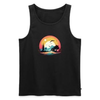 Coucher de soleil - Débardeur bio Premium Homme - noir - Devant - Michal (187cm)