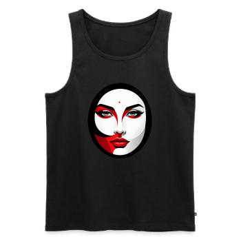 Frauen Gesicht in minimal farbigem Oval Design - Männer Premium Bio Tank Top - Schwarz - Vorne - Michal (187cm)