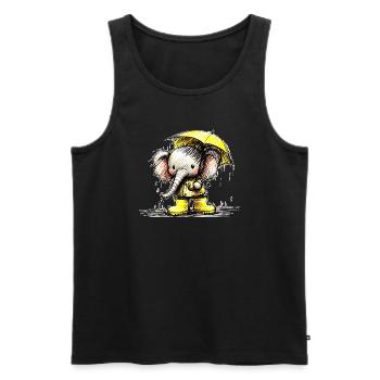 Elefant im Regen - Männer Premium Bio Tank Top - Schwarz - Vorne - AI Model Male 178 light (178cm)