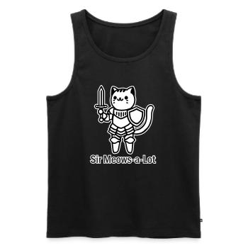 Chevalier chat en armure brillante-Sir Miaou beaucoup design - Débardeur bio Premium Homme - noir - Devant - AI Model Male 178 light (178cm)