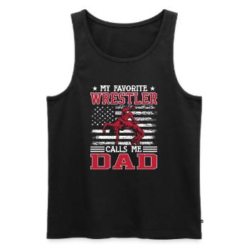 Mein Lieblingswrestler nennt mich Papa Wrestling Lover - Männer Premium Bio Tank Top - Schwarz - Vorne - Michal (187cm)
