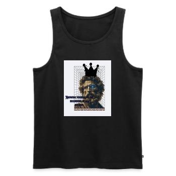 Self-knowledge – The origin of all wisdom - Men's Premium Organic Tank Top - black - Front - Michal (187cm)
