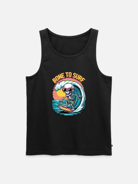 Bit Surfer Skull - Männer Premium Bio Tank Top - Schwarz