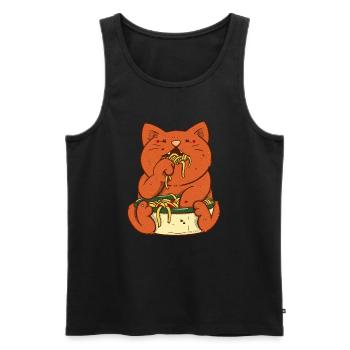 Red cat eats spaghetti - Men's Premium Organic Tank Top - black - Front - AI Model Male 178 light (178cm)