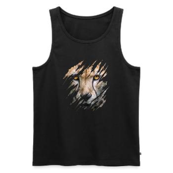 Cheetah, scratch marks, claws, wild, big cat, animal - Men's Premium Organic Tank Top - black - Front - Michal (187cm)