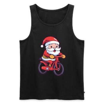 Père Noël vélo Noël - Débardeur bio Premium Homme - noir - Devant - Michal (187cm)