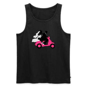 Hochzeit Motorroller Flitterwochen 09_2016 - Männer Premium Bio Tank Top - Schwarz - Vorne - Michal (187cm)