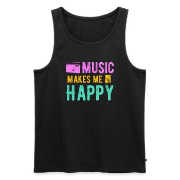 La musique me rend heureux - Débardeur bio Premium Homme - noir - Devant - AI Model Male 178 light (178cm)