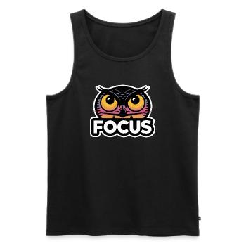 OWL EYE - Men's Premium Organic Tank Top - black - Front - Michal (187cm)