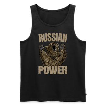 Russian Bear Power Russia Saying Gym - Men's Premium Organic Tank Top - black - Front - Michal (187cm)