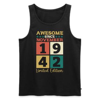 November born 1942 80th birthday present - Men's Premium Organic Tank Top - black - Front - Michal (187cm)
