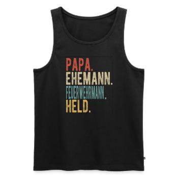 Feuerwehrmann Papa Ehemann Held - Männer Premium Bio Tank Top - Schwarz - Vorne - Michal (187cm)