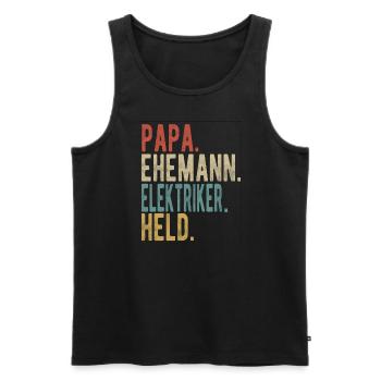 Elektriker Papa Ehemann Held - Männer Premium Bio Tank Top - Schwarz - Vorne - Michal (187cm)