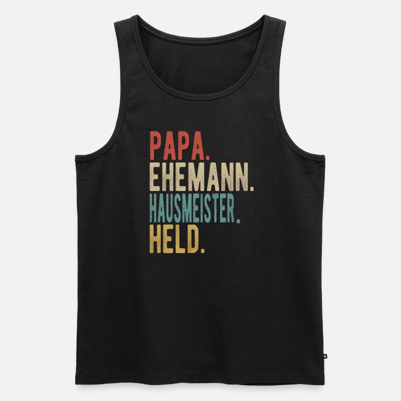 Hausmeister Papa Ehemann Held - Männer Premium Bio Tank Top - Schwarz