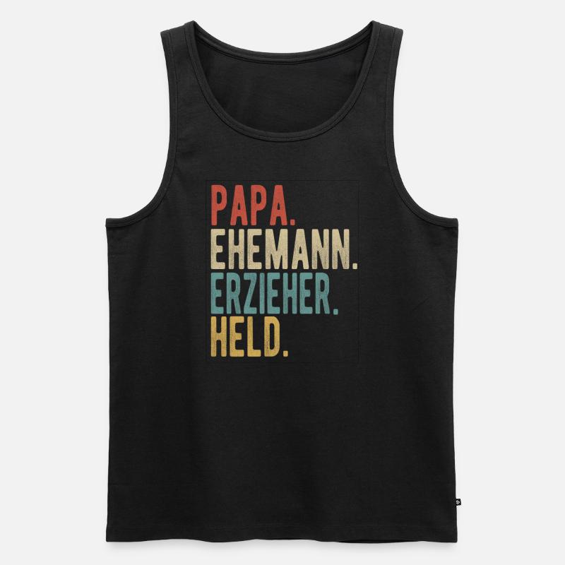 Erzieher Papa Ehemann Held - Männer Premium Bio Tank Top - Schwarz