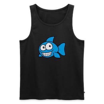 grin_fish_3c - Männer Premium Bio Tank Top - Schwarz - Vorne - AI Model Male 178 light (178cm)