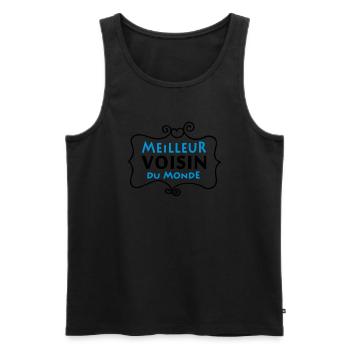 Meilleur VOISIN du monde (2c) - Men's Premium Organic Tank Top - black - Front - AI Model Male 178 light (178cm)